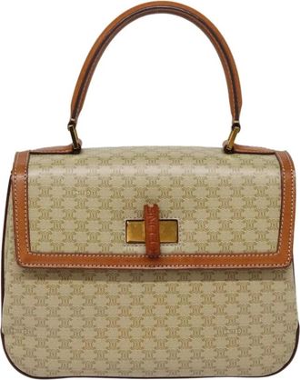 Celine Pre-owned Handbags, female, Beige, Size: ONE SIZE Pre-owned Vintage Monogram Canvas Top Handle Bag