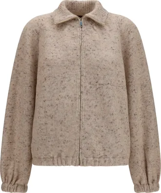 Fabiana Filippi Womens Bomber Jacket Boucl&eacute; With Lurex Beige Knitwear Sweater