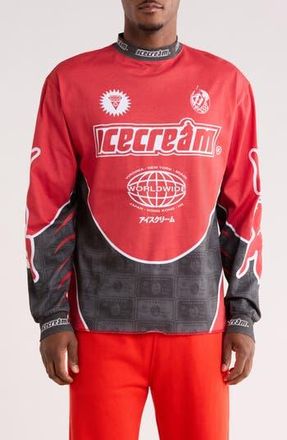 Icecream Worldwide Moto Long Sleeve Graphic T-Shirt in Fiery Red at Nordstrom Rack, Size Xx-Large