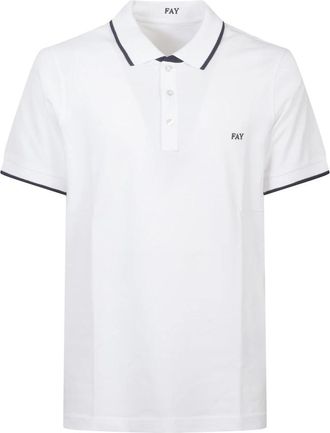 Fay Polo in Piquet Stretch - Heren - Polos - Wit - 3XL - Katoen - Tops