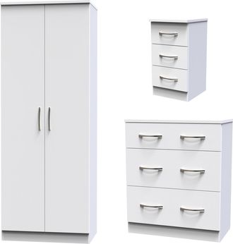 Welcome Furniture Seville Ready Assembled 3 Piece Bedroom Furniture Set - White Ash / White Ash - Welcome Furniture | TJ Hughes