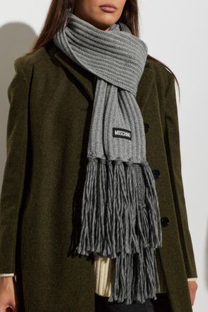 Moschino Scarf With Fringes, Unisex, Grey