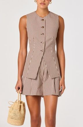 ASTR the Label Karan Check Cotton Vest in Brown Checker at Nordstrom, Size X-Small