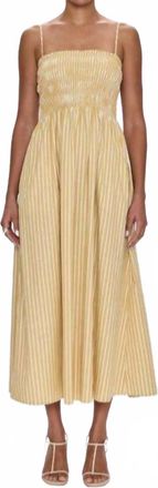 Pistola Denim Bianca Shirred Bodice Dress In Beach Sand Stripe