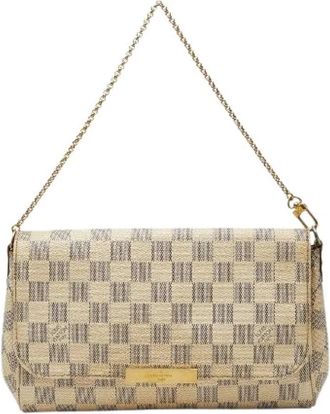 Louis Vuitton Pre-owned Favorite MM Damier Azur Schoudertas - Dames - Vintage Schoudertas - Beige - ONE Size - Leer - Vintage