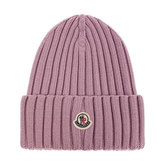 Moncler Pet met logo - Dames - Hoeden - Roze - ONE Size - Wol - Accessoires