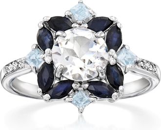Ross-Simons White and Blue Topaz and. Sapphire Ring in Sterling Silver