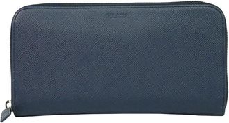 Prada Pre-owned Wallets, female, Blue, Size: ONE SIZE Pre-owned Vintage Textured Leather Continental Wallet