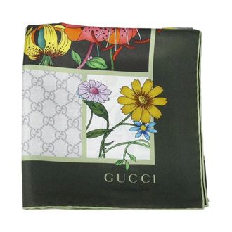 Gucci Mini Blocks Flora Twill - female - Gucci - Silk Scarves - Green - ONE SIZE - Accessories