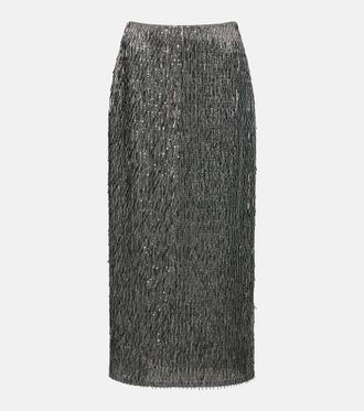 Erdem Sequined high-rise pencil skirt