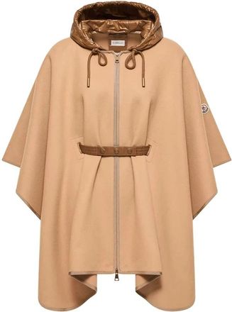 Moncler Cape met Riem - Dames - Ponchos - Bruin - ONE Size - Katoen - Jassen