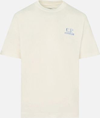 C.P. Company Mens 30/1 Branded T-Shirt Cream - White - Size: 40