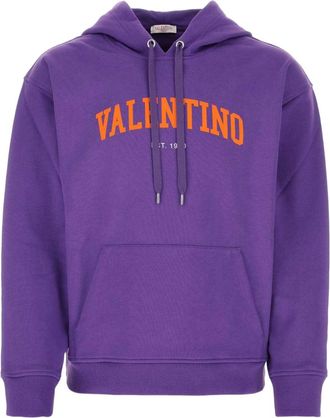 Valentino Garavani logo-print cotton hoodie - men - Cotton - M - Purple