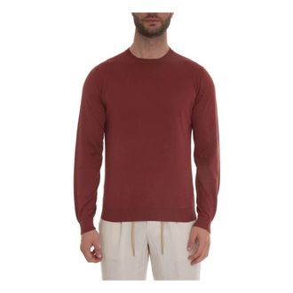 Hindustrie Round-neck Knitwear, male, Red, Size: 3XL Ultralight Slim Fit Cotton Pullover