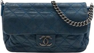 Chanel Pre-owned Flap Bag - Dames - Vintage Schoudertas - Blauw - ONE Size - Leer - Vintage
