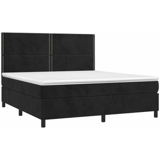 vidaXL Vidaxl - Cama Box Spring Colch&oacute;n Y Led Terciopelo Negro 180x200 Cm
