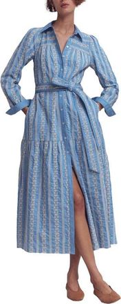 Boden Ellie Long Sleeve Broderie Denim Shirtdress at Nordstrom, Size 12