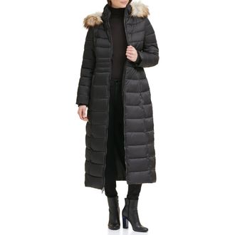Kenneth Cole Faux Fur Hood Zip Front Puffer Jacket in Black at Nordstrom Rack, Size Small