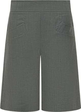 Ganni Wool-Blend Shorts - Dames - Korte Broeken - Grijs - L - Wol - Korte Broeken