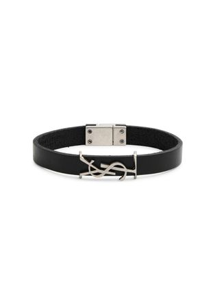 Saint Laurent Logo Leather Bracelet - Black - S