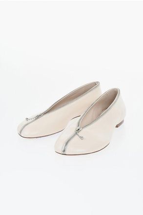 Burberry Zip-Up Leather Ballet Flats With Leather Sole size 36