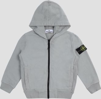 Stone Island Boys Boys Juniors Badge Full-Zip Hoodie in Grey Cotton - Size 14Y