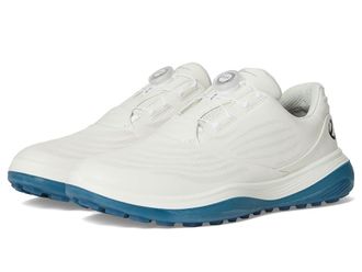 Ecco LT1 BOA Hybrid Waterproof Golf Shoe Mens Golf Shoes White/Petrol : EU 45 (US Mens 11-11.5) D - Medium, Leather