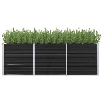Berkfield Home Garden Raised Bed Anthracite 240x80x77 cm Galvanised Steel in Black | Size: 240 x 80 x 77 cm