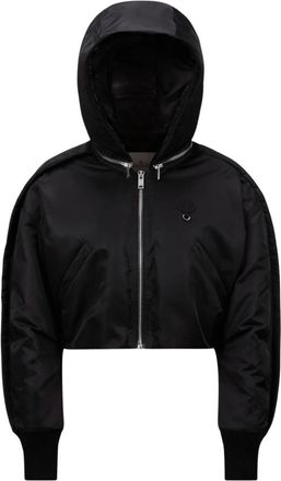 Moncler Satijnen Geweven Donsjack met Capuchon - Dames - Gewatteerde jassen - Zwart - S - Satijn - Jassen