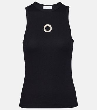 Paco Rabanne Embellished cotton-blend tank top