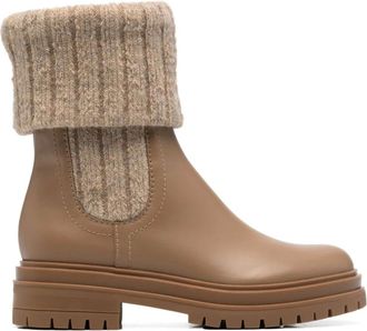 Gianvito Rossi Winter Boots, female, Brown, Size: 8 1/2 US Beige Knitted Panel Boots