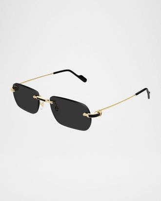 Cartier Mens Nylon and Metal Oval Sunglasses