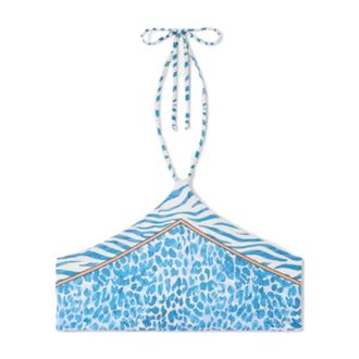 MC2 Saint Barth Bikinis, female, Blue, Size: XS Nairobi Foulard Bandeau Bikini Top with Central Lace