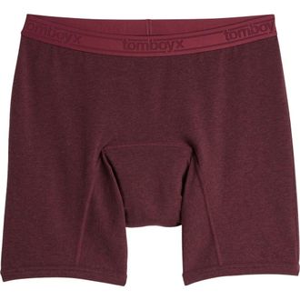 TomboyX First Line Stretch Cotton Period 9-Inch Boxer Briefs in Black Cherry Heather at Nordstrom, Size X-Large