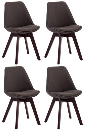 Clp Clp - Set De 4 Sillas Borneo Para Comedor En Tela Gris Oscuro Nogal