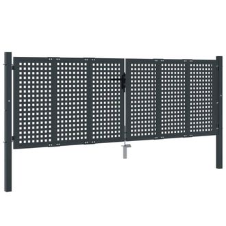 Berkfield Home Garden Gate Anthracite 300x150 cm Steel in Dark Grey