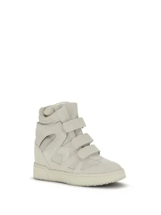 Isabel Marant Womens Wedge Leather Sneakers Im3-Gz Ecru
