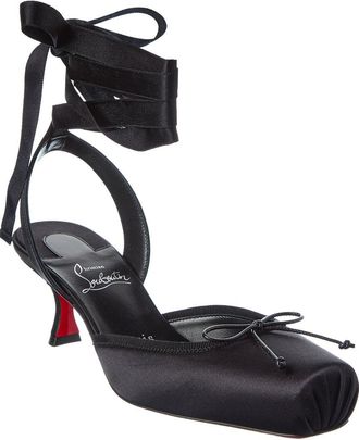 Christian Louboutin Cassia Lace-Up 55 Satin Slingback Pump