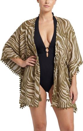 Change of Scenery Audrey Short Drawstring Caftan Cover-Up in Serengeti at Nordstrom