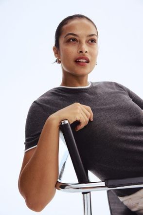 H&M Fine-knit Top in Dark Gray at Nordstrom, Size Xx-Large
