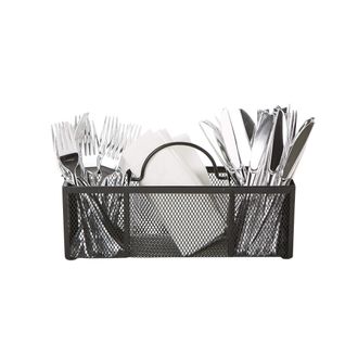 Mind Reader Utensil Dispenser, Silverware Organizer, Cutlery Countertop Organizer, Metal Mesh, 12L x 3.5W x 5.5H, Black