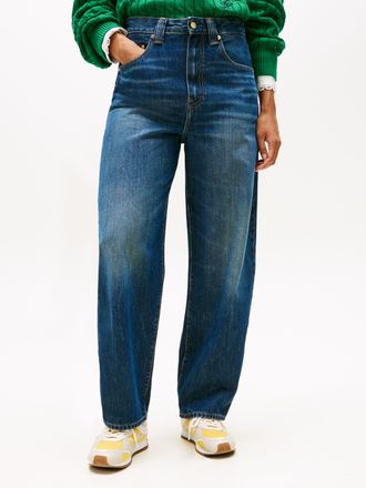 Tommy Hilfiger 5-Pocket-Jeans TOMMY HILFIGER DNM BARREL RW, Damen, Gr. 26, L&auml;nge 32, mine, Denim/Jeans, Obermaterial: 100% Baumwolle, Abriebeffekte, bequem kn&ouml;chella