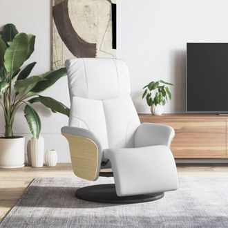 vidaXL Vidaxl - Sill&oacute;n Reclinable Con Reposapi&eacute;s Cuero Sint&eacute;tico Blanco