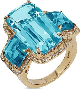 Goshwara Anello Gossip in oro giallo 18 carati con diamanti e topazio