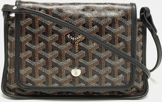 Goyard Plumet Black Goyardine Coated Canvas And Leather Pocket Wallet