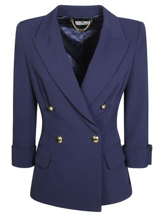 Elisabetta Franchi Gold-Tone Buttons Tailored Double-Breasted Blazer