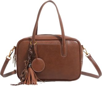 Generic Womens Retro Fashion Bowling Bag Handbag Shoulder Small Square Urban Simple Style(Brown)