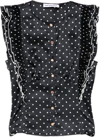Self Portrait Polka Dot Frill Top