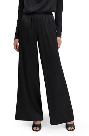 Favorite Daughter Tribeca Wide Leg Satin Pants in Black at Nordstrom, Size X-Large