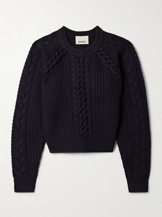Isabel Marant Pullover Cropped In Lana Merino A Trecce Obrero - Nero